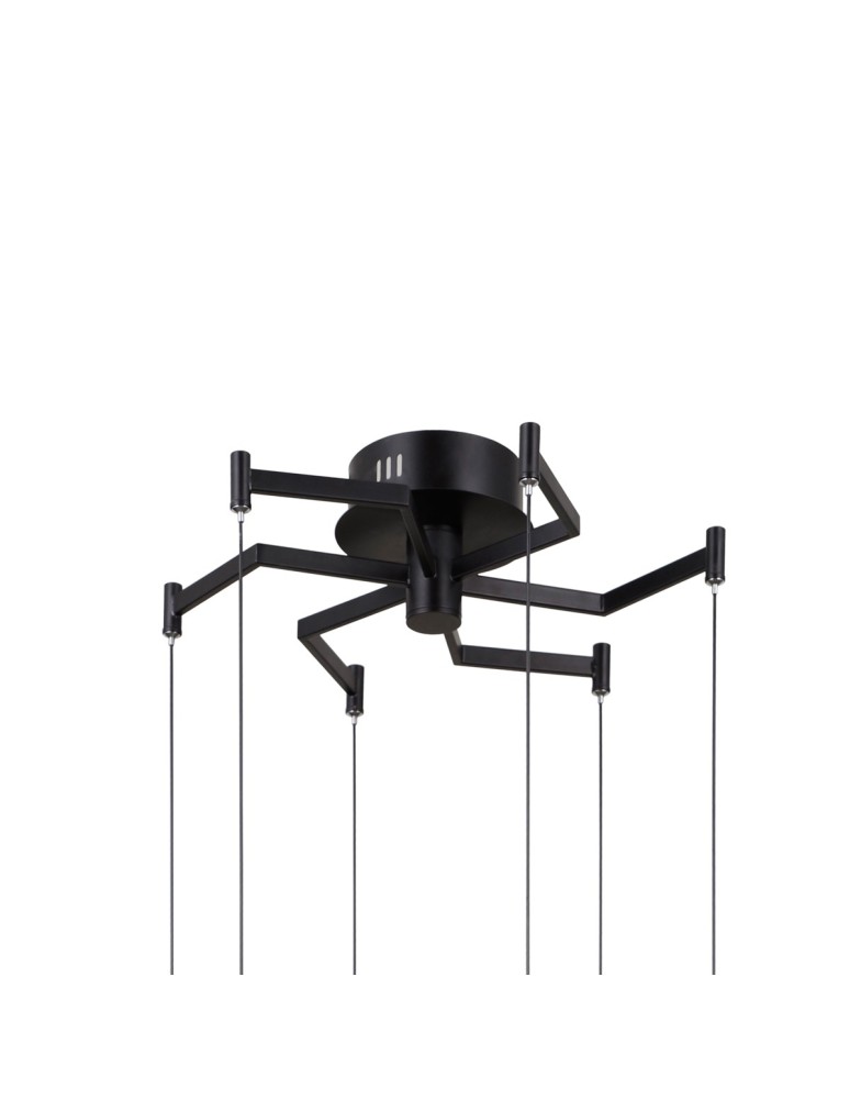 LED pendant lamps - ITALUX Fuente Pendant 6xLED 30W 3000K matte black, chrome PND-34395-6-BK - product kolory-swiatla.pl 3