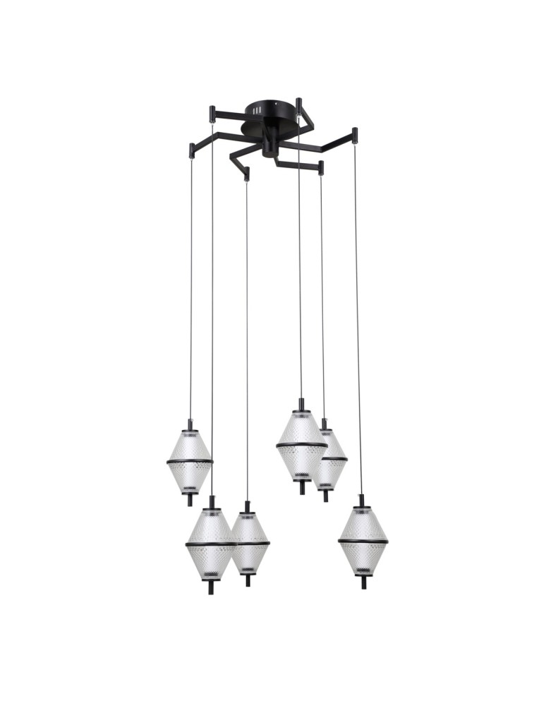 LED pendant lamps - ITALUX Fuente Pendant 6xLED 30W 3000K matte black, chrome PND-34395-6-BK - product kolory-swiatla.pl 4