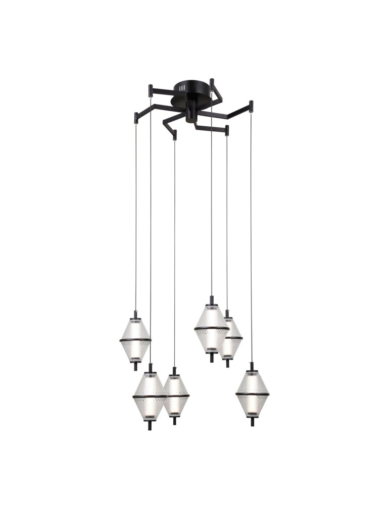 LED pendant lamps - ITALUX Fuente Pendant 6xLED 30W 3000K matte black, chrome PND-34395-6-BK - product kolory-swiatla.pl 1