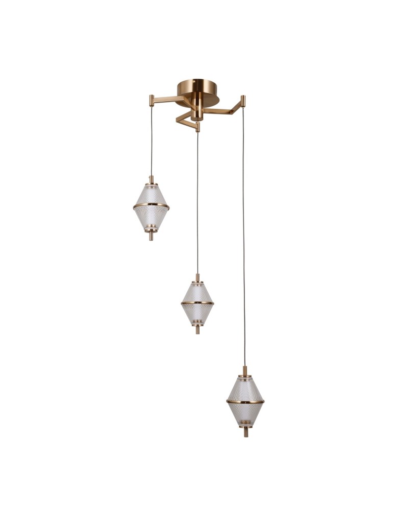 Triple pendant lamps - ITALUX Fuente Pendant 3xLED 15W 3000K Gold PND-34395-3-HBR - product kolory-swiatla.pl 3