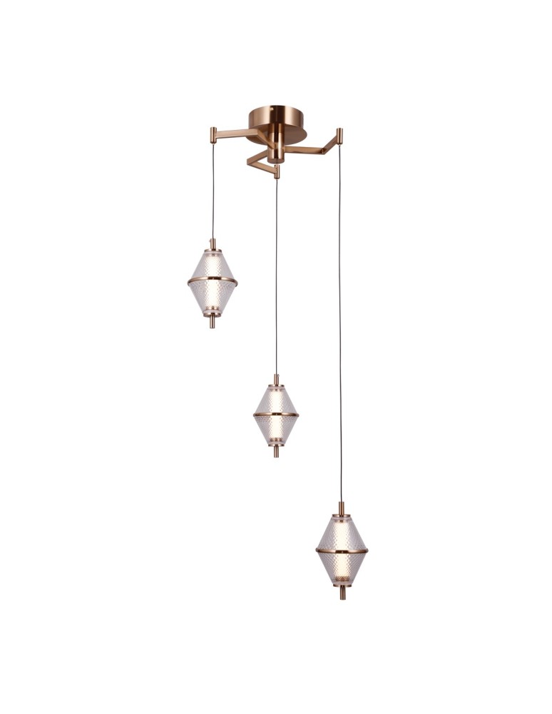 Triple pendant lamps - ITALUX Fuente Pendant 3xLED 15W 3000K Gold PND-34395-3-HBR - product kolory-swiatla.pl 1