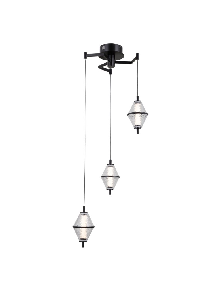 Triple pendant lamps - ITALUX Fuente Pendant 3xLED 15W 3000K matte black, chrome PND-34395-3-BK - product kolory-swiatla.pl 1