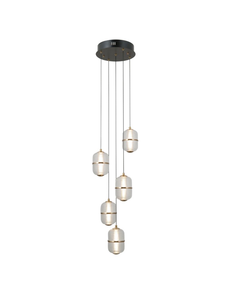 LED pendant lamps - ITALUX Alani Pendant 5xLED 28W 3000K matte black, gold PND-34375-5-BK - product kolory-swiatla.pl 1
