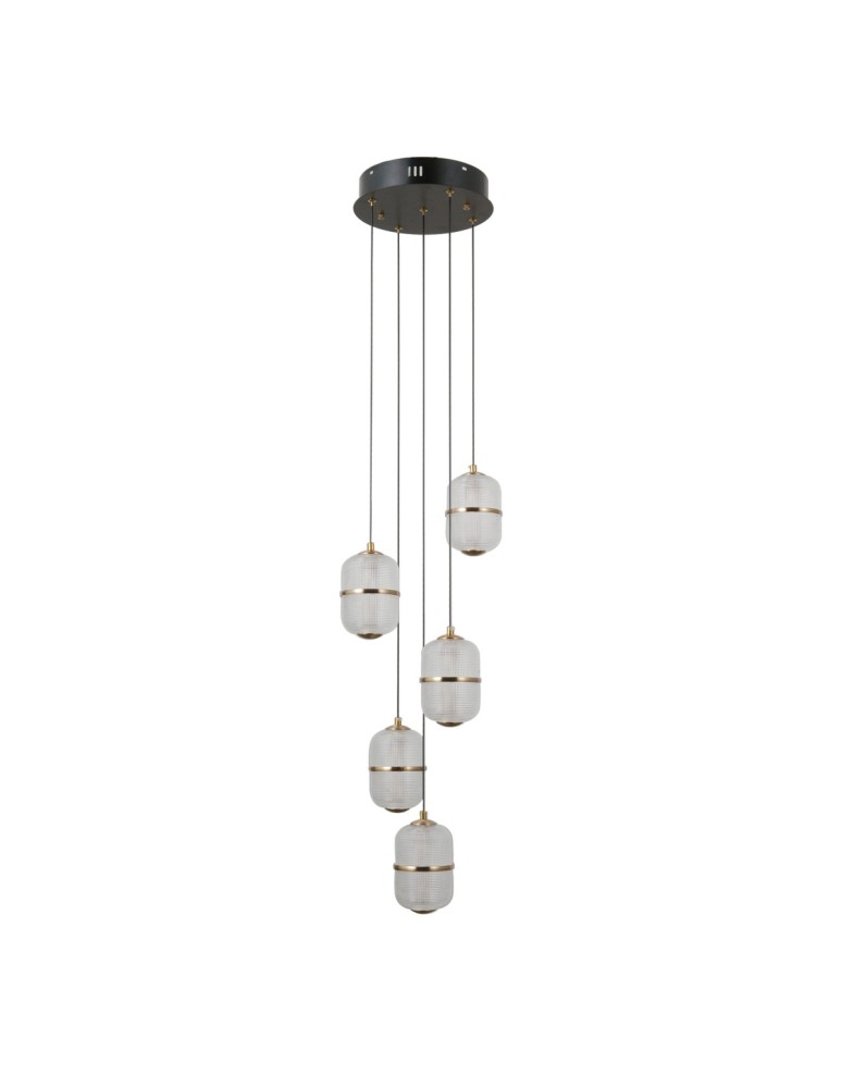 LED pendant lamps - ITALUX Alani Pendant 5xLED 28W 3000K matte black, gold PND-34375-5-BK - product kolory-swiatla.pl 4