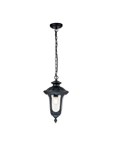 Elstead Lighting Small Chicago pendant lantern - 1 light source - Textured black IP44 CC8-S-BK