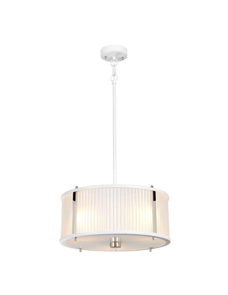 Elstead Lighting Lampa wisząca Corona - 3 źródła światła - Satynowa biel / Polerowany nikiel DL-CORONA-3P-WPN