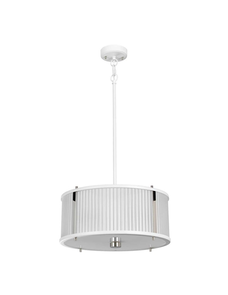 Elstead Lighting Lampa wisząca Corona - 3 źródła światła - Satynowa biel / Polerowany nikiel DL-CORONA-3P-WPN