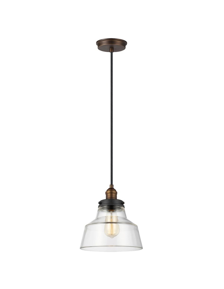 Pendant lamps - Elstead Lighting Baskin pendant lamp - 1 light source - Aged brass / Dark aged zinc FE-BASKIN-P-A-BR - product kolory-swiatla.pl 1