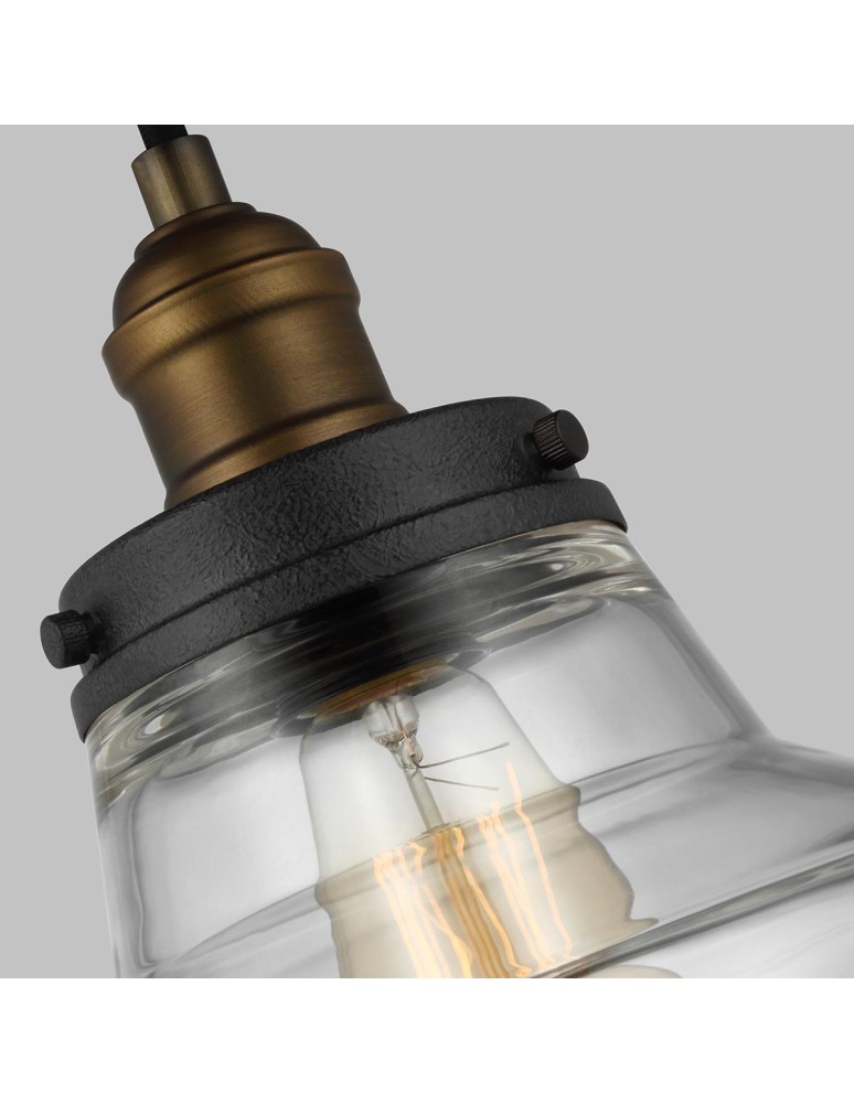 Elstead Lighting Lampa wisząca Baskin - 1 źródło światła - Postarzany mosiądz / Ciemny postarzany cynk FE-BASKIN-P-A-BR