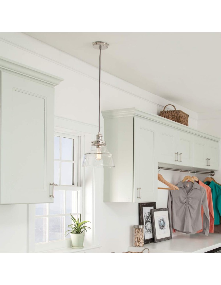 Elstead Lighting Lampa wisząca Baskin - 1 źródło światła - Polerowany nikiel FE-BASKIN-P-B-PN