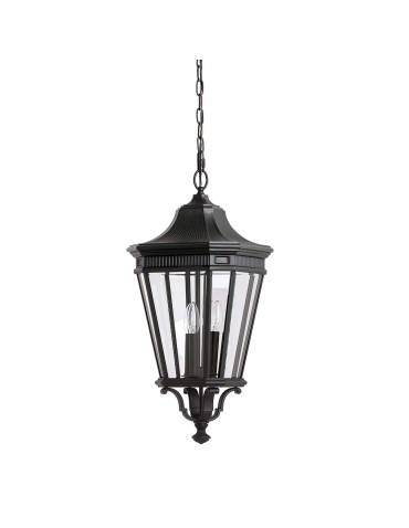 Elstead Lighting Large Cotswold Lane pendant lantern - 3 light sources IP23 FE-COTSLN8-L-BK