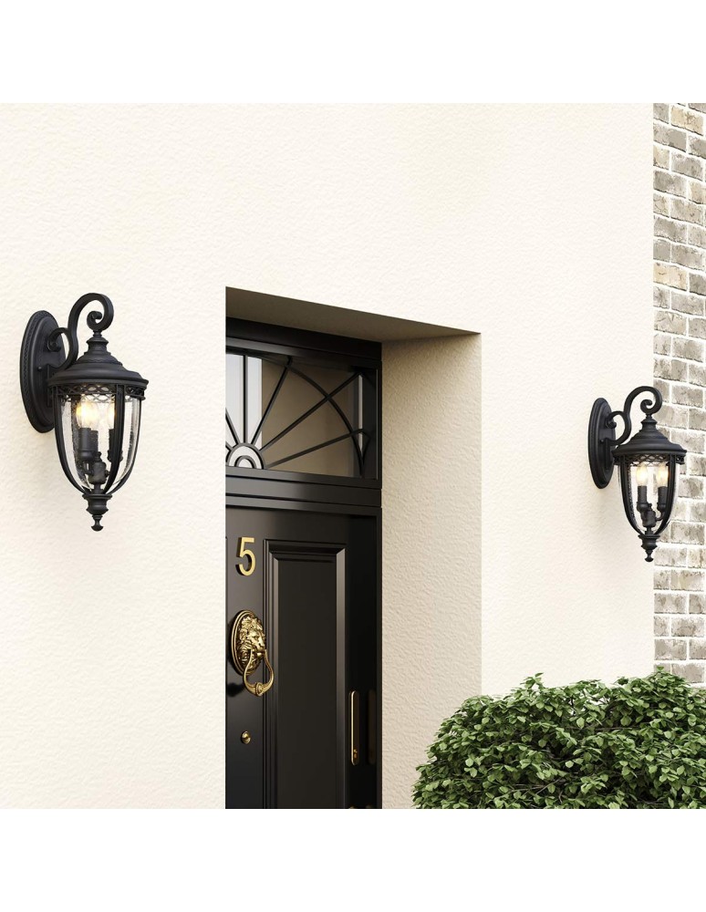 Elstead Lighting Średnia latarnia naścienna English Bridle - 3 źródła światła - Czarna IP44 FE-EB2-M-BLK