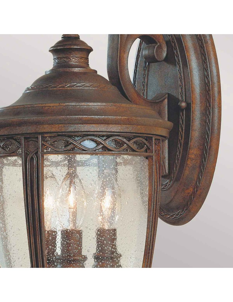 Elstead Lighting Średnia latarnia naścienna English Bridle - 3 źródła światła - Brytyjski brąz IP44 FE-EB2-M-BRB