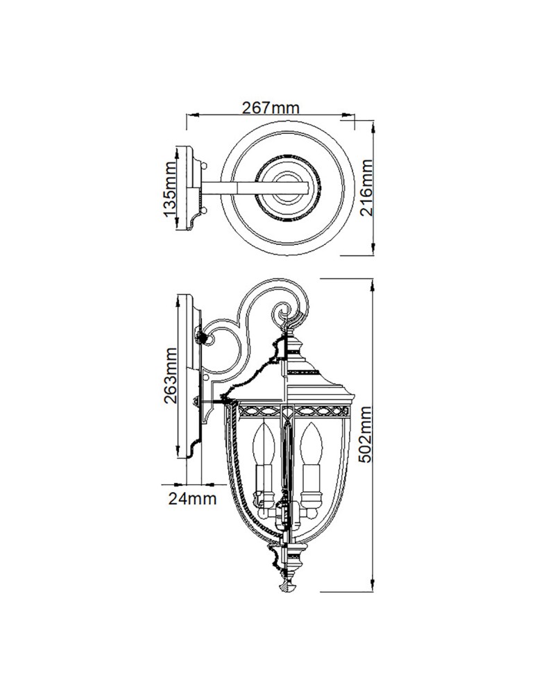 Elstead Lighting Średnia latarnia naścienna English Bridle - 3 źródła światła - Brytyjski brąz IP44 FE-EB2-M-BRB