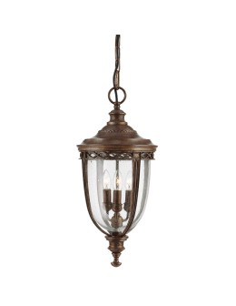 Elstead Lighting Duża latarnia wisząca English Bridle - 3 źródła światła - Brytyjski brąz IP44 FE-EB8-L-BRB