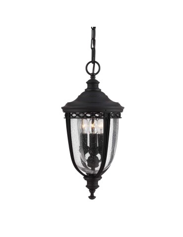 Elstead Lighting English Bridle medium pendant lantern - 3 light sources - Black IP44 FE-EB8-M-BLK