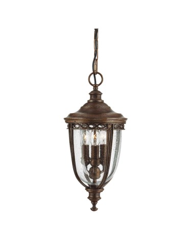 Elstead Lighting English Bridle medium pendant lantern - 3 light sources - British bronze IP44 FE-EB8-M-BRB