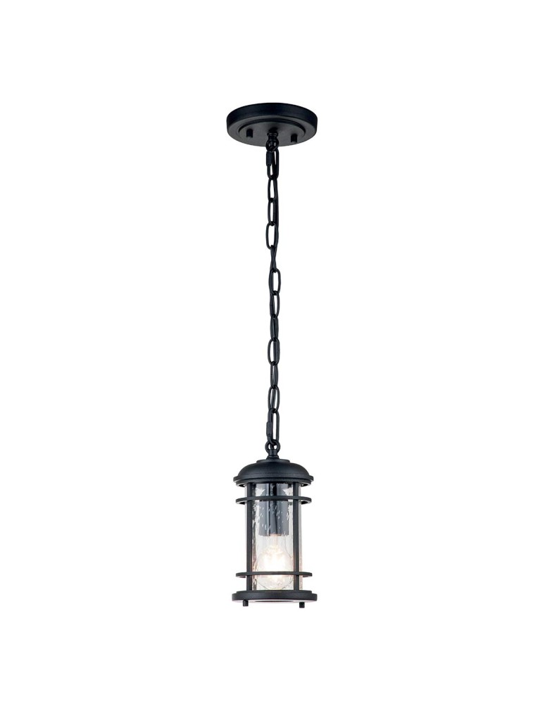 Elstead Lighting Lighthouse pendant lantern - 1 light source - Textured black IP44 FE-LIGHTHOUSE8-S-BLK
