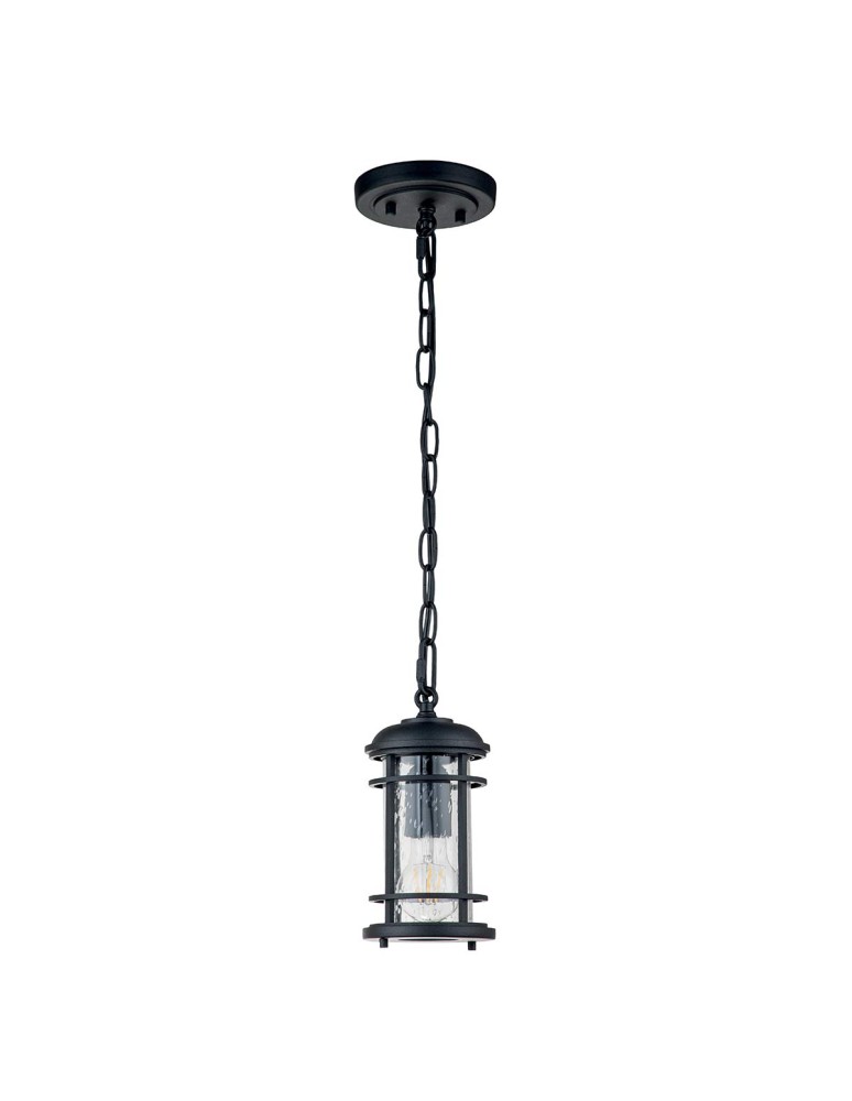 Elstead Lighting Lighthouse pendant lantern - 1 light source - Textured black IP44 FE-LIGHTHOUSE8-S-BLK