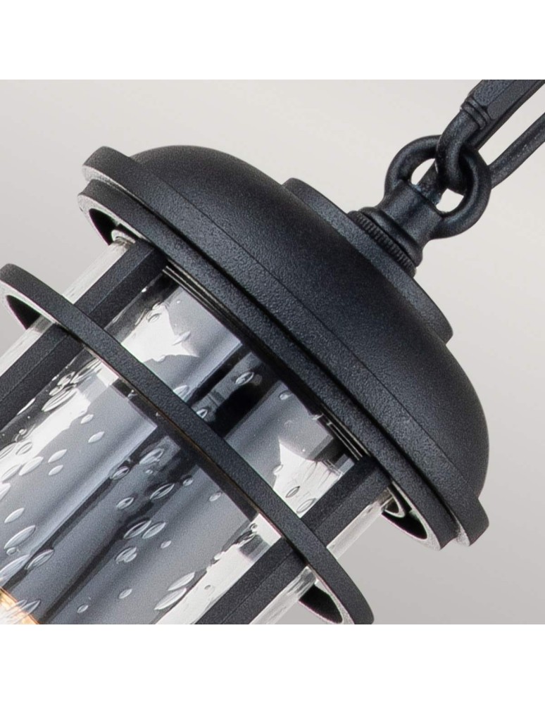 Elstead Lighting Lighthouse pendant lantern - 1 light source - Textured black IP44 FE-LIGHTHOUSE8-S-BLK