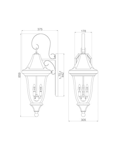 Elstead Lighting Duża latarnia naścienna Oakmont - 3 źródła światła IP44 FE-OAKMONT2-L - produkt 2