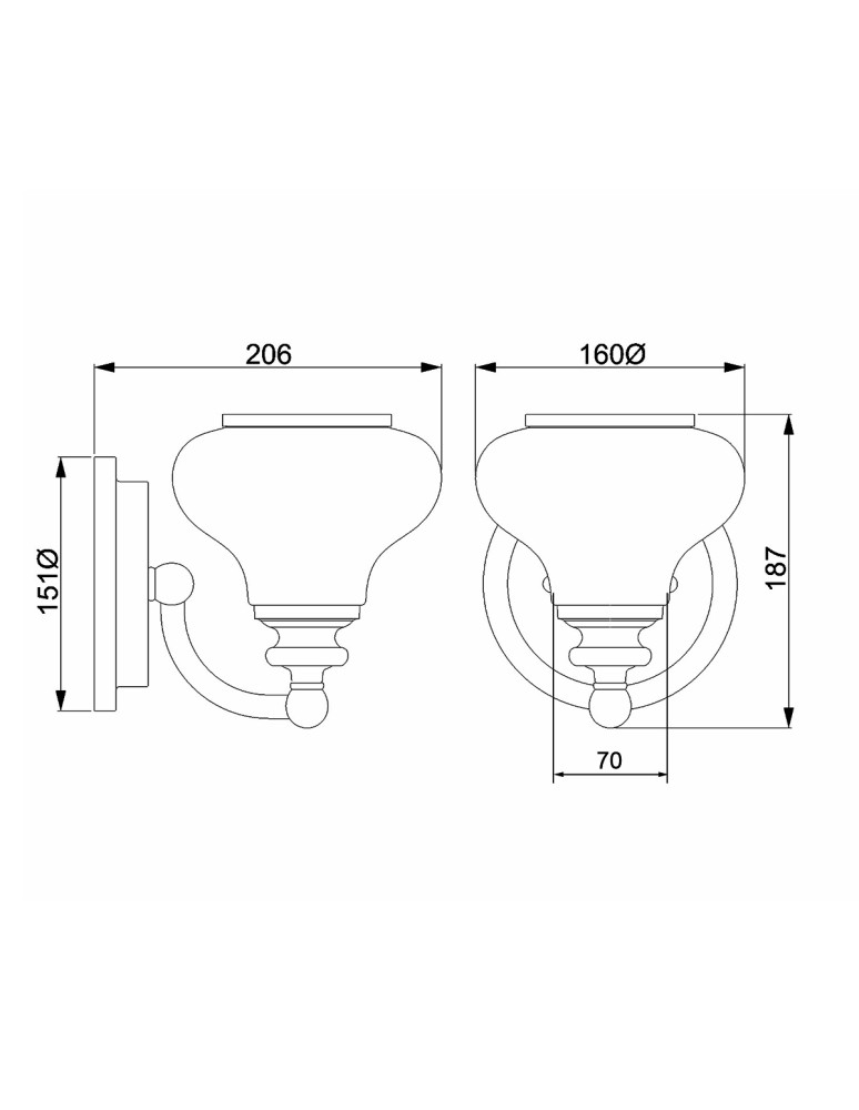 Elstead Lighting Kinkiet Ainsley - 1 źródło światła - Szczotkowany mosiądz IP44 HK-AINSLEY1-BATH-BB