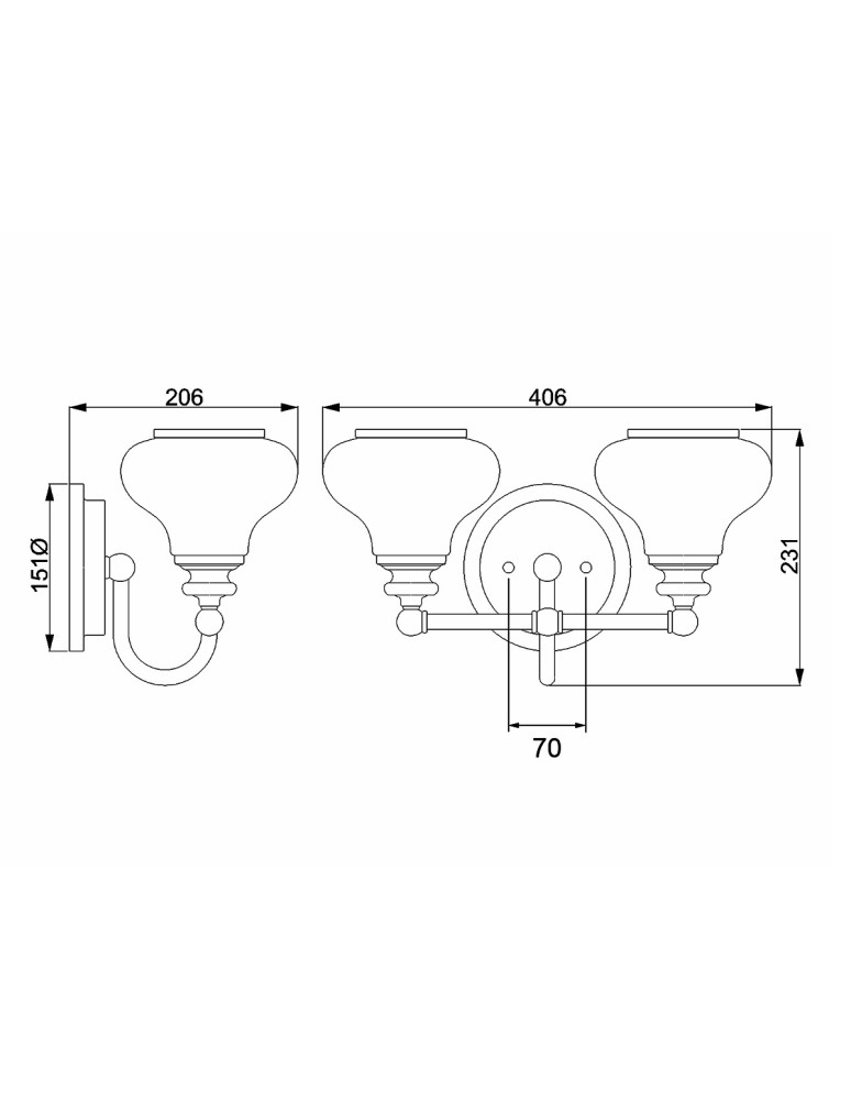 Elstead Lighting Kinkiet Ainsley - 2 źródła światła - Szczotkowany mosiądz IP44 HK-AINSLEY2-BATH-BB