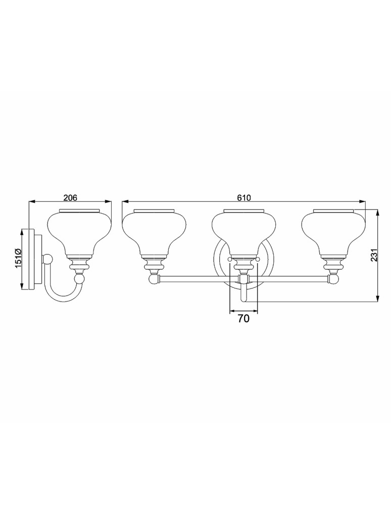 Elstead Lighting Kinkiet Ainsley - 3 źródła światła - Szczotkowany mosiądz IP44 HK-AINSLEY3-BATH-BB