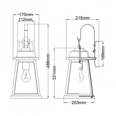 Elstead Lighting Średnia latarnia naścienna Bainbridge - 1 źródło światła IP44 HK-BAINBRIDGE-M-OZ