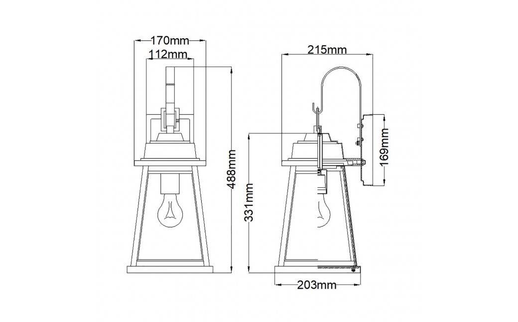 Elstead Lighting Średnia latarnia naścienna Bainbridge - 1 źródło światła IP44 HK-BAINBRIDGE-M-OZ