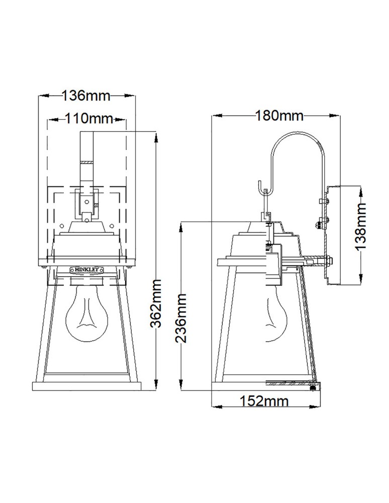 Outdoor wall lamps - Elstead Lighting Small wall lantern Bainbridge - 1 light source IP44 HK-BAINBRIDGE-S-OZ - product kolory-swiatla.pl 5