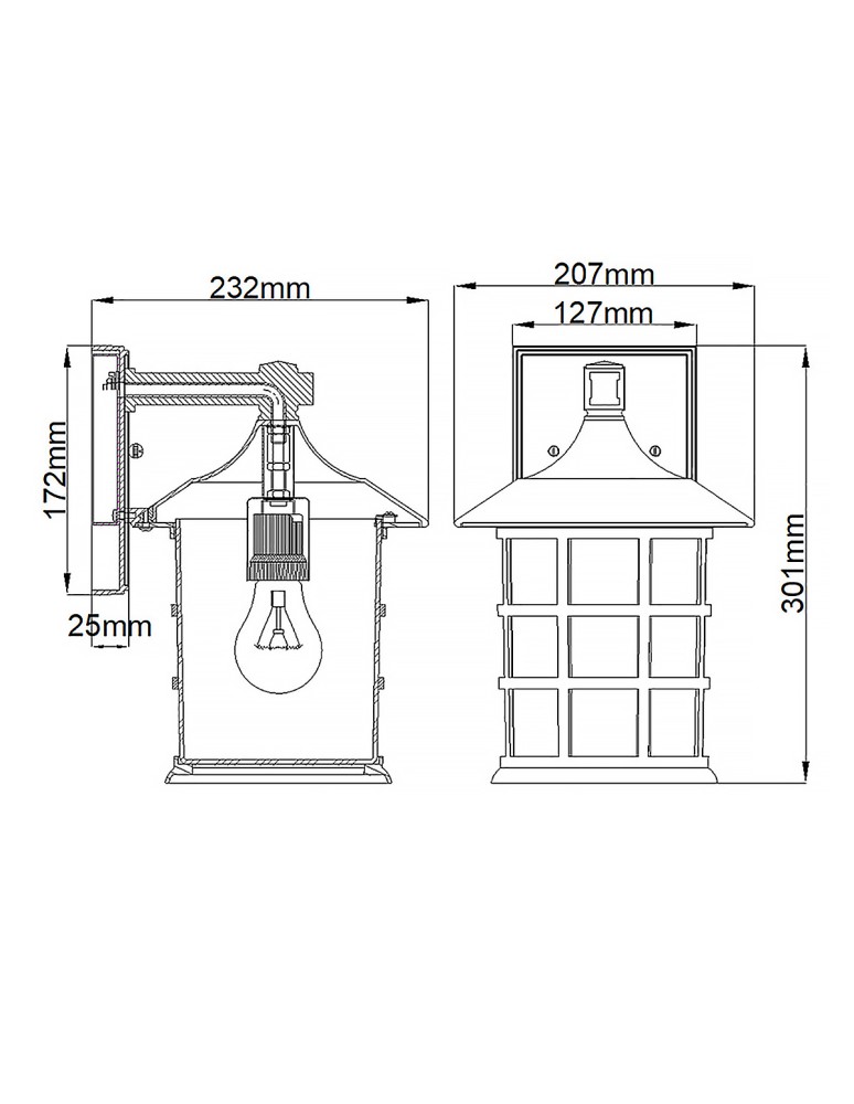 Elstead Lighting Średnia latarnia naścienna Freeport - 1 źródło światła - Teksturowana czerń IP44 HK-FREEPORT2-M-TBK