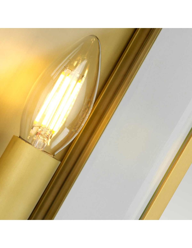 Elstead Lighting Średnia latarnia naścienna Holborn - 2 źródła światła - Szczotkowany mosiądz IP44 HL7-M-BB