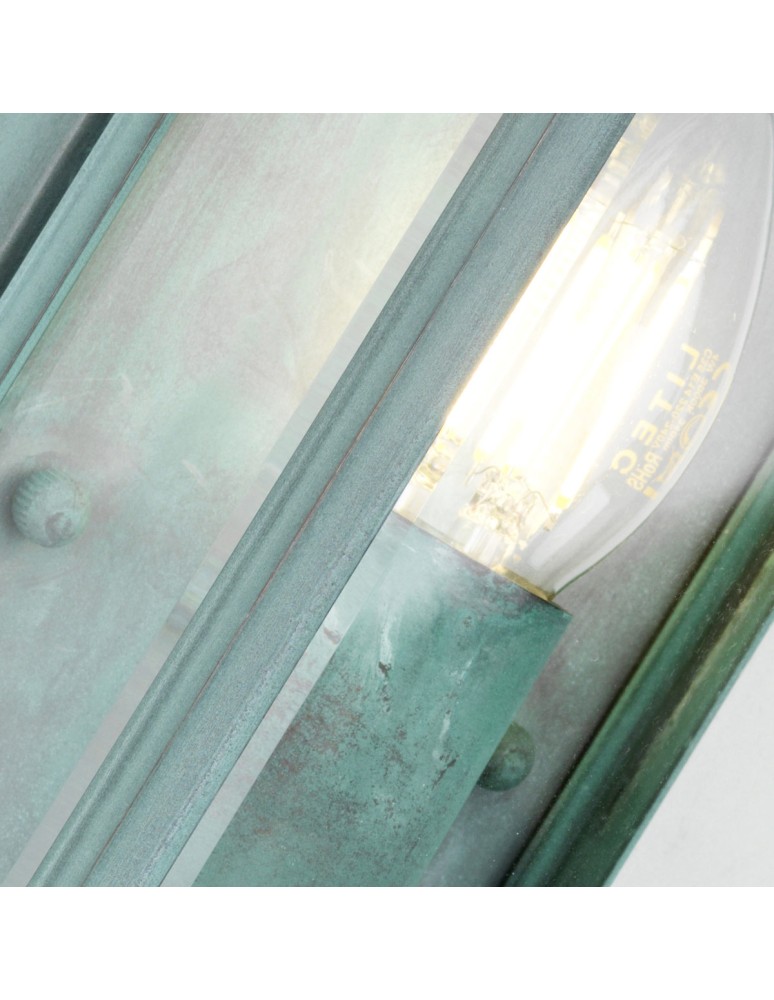 Elstead Lighting Mała latarnia naścienna Holborn - 1 źródło światła - Grynszpan IP44 HL7-S-VDG