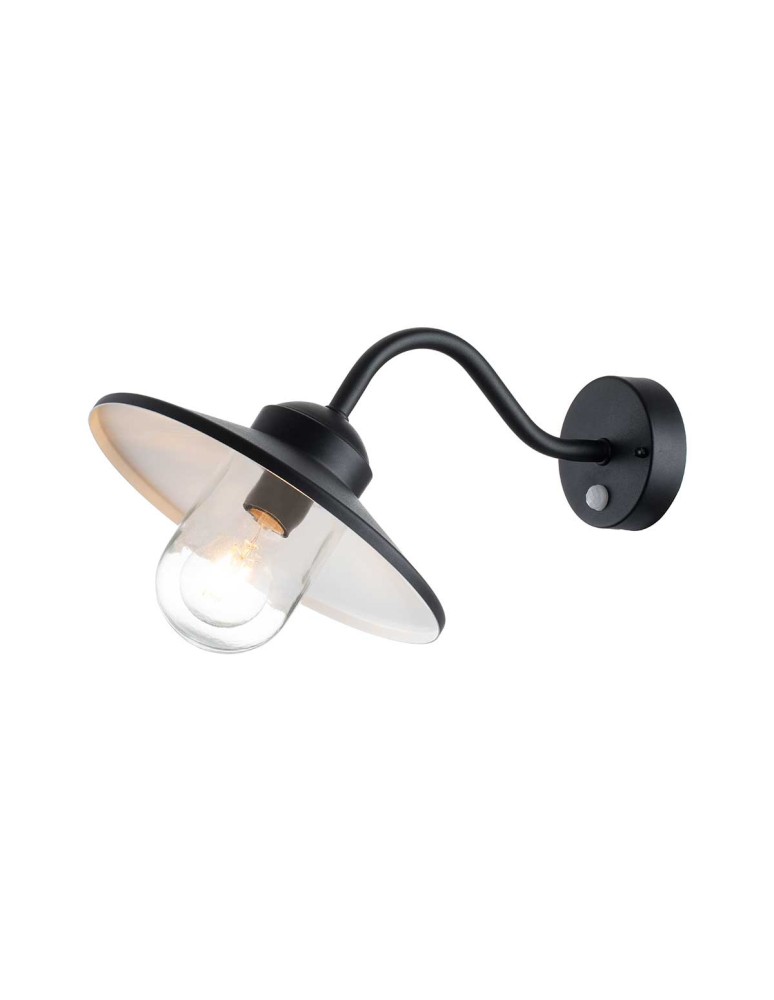 Outdoor wall lamps - Elstead Lighting Klampenborg PIR sensor wall lantern - 1 light source - Black IP44 KLAMPENBORG-PIR-BK - product kolory-swiatla.pl 1