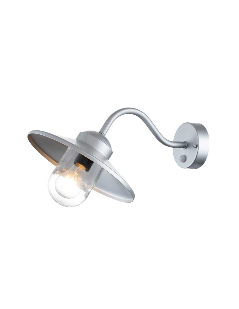 Outdoor wall lamps - Elstead Lighting Klampenborg PIR sensor wall lantern - 1 light source - Silver IP44 KLAMPENBORG-PIR-SIL - product kolory-swiatla.pl 1