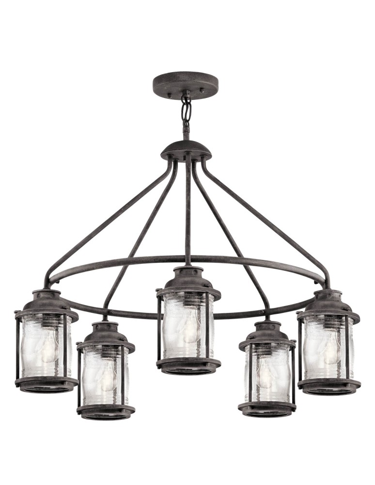 Elstead Lighting Latarnia wisząca Ashland Bay - 5 źródeł światła - Postarzany cynk IP44 KL-ASHLANDBAY-5P