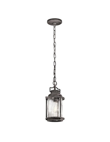 Elstead Lighting Small Ashland Bay pendant lantern - 1 light source - Aged zinc IP44 KL-ASHLANDBAY8-S