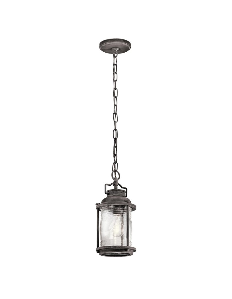 Outdoor pendant lamps - Elstead Lighting Small Ashland Bay pendant lantern - 1 light source - Aged zinc IP44 KL-ASHLANDBAY8-S - product kolory-swiatla.pl 1