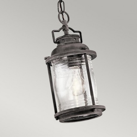 Elstead Lighting Mała latarnia wisząca Ashland Bay - 1 źródło światła - Postarzany cynk IP44 KL-ASHLANDBAY8-S