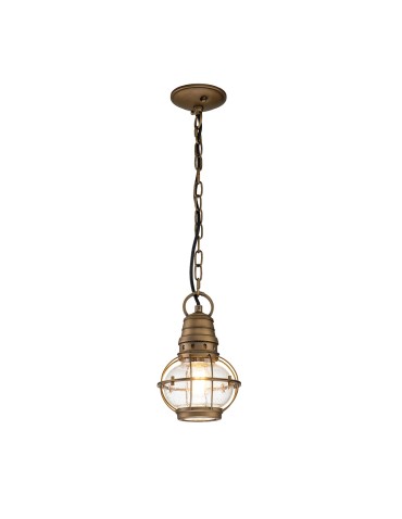 Elstead Lighting Small Bridge Point pendant lantern - 1 light source - Natural brass IP44 KL-BRIDGEPOINT8S-NBR