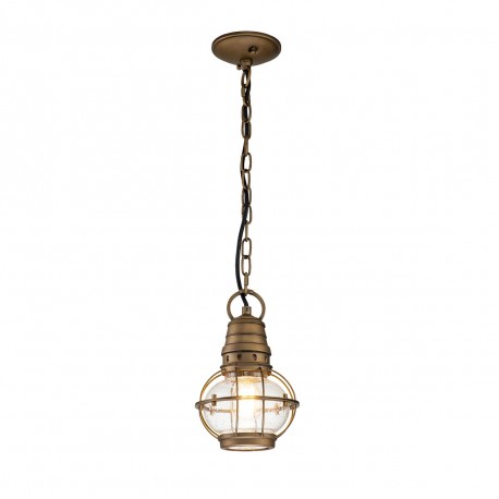 Elstead Lighting Mała latarnia wisząca Bridge Point - 1 źródło światła - Naturalny mosiądz IP44 KL-BRIDGEPOINT8S-NBR