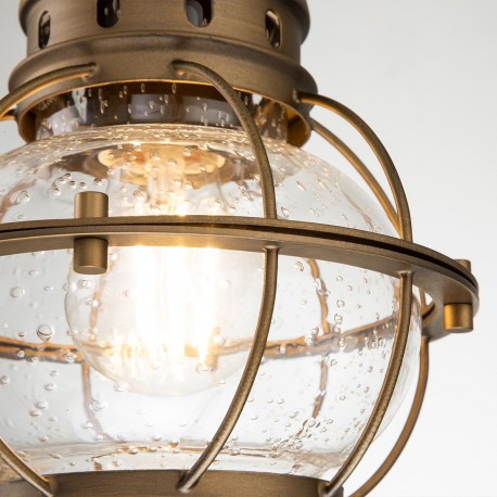 Elstead Lighting Mała latarnia wisząca Bridge Point - 1 źródło światła - Naturalny mosiądz IP44 KL-BRIDGEPOINT8S-NBR