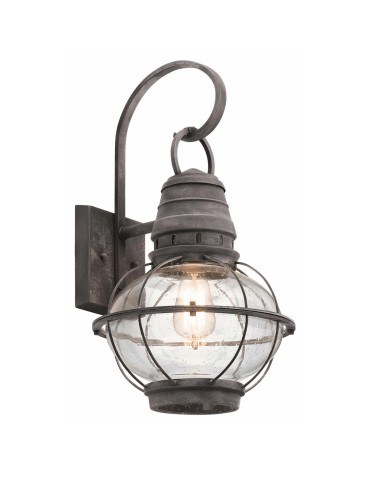 Elstead Lighting Large Bridge Point wall lantern - 1 light source - Aged zinc IP44 KL-BRIDGEPOINT-L