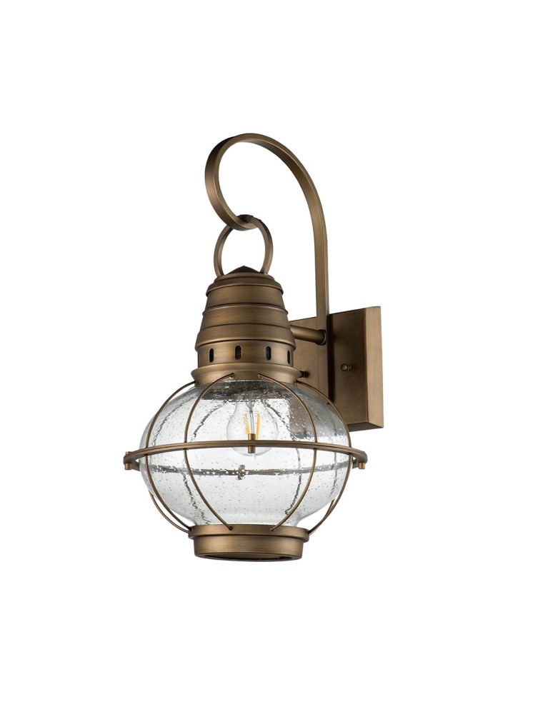 Elstead Lighting Duża latarnia naścienna Bridge Point - 1 źródło światła - Naturalny mosiądz IP44 KL-BRIDGEPOINT-L-NBR