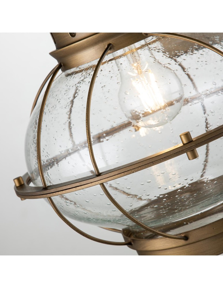 Elstead Lighting Duża latarnia naścienna Bridge Point - 1 źródło światła - Naturalny mosiądz IP44 KL-BRIDGEPOINT-L-NBR