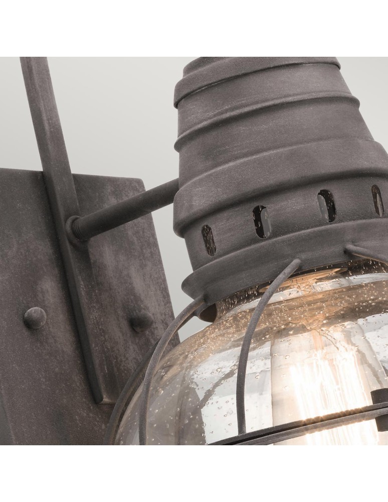 Elstead Lighting Średnia latarnia naścienna Bridge Point - 1 źródło światła - Postarzany cynk IP44 KL-BRIDGEPOINT-M