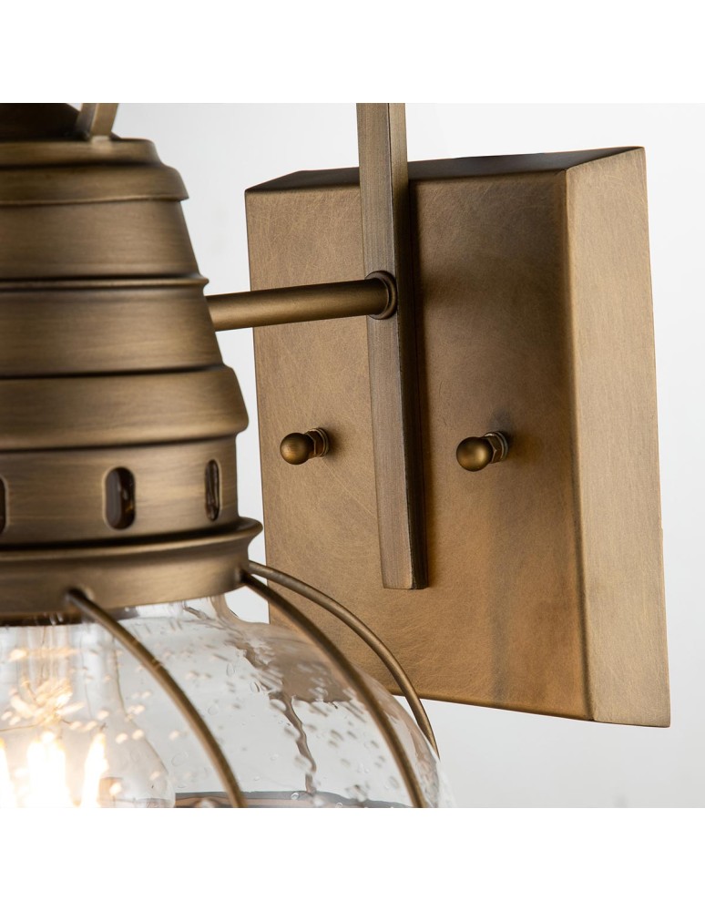 Elstead Lighting Średnia latarnia naścienna Bridge Point - 1 źródło światła - Naturalny mosiądz IP44 KL-BRIDGEPOINT-M-NB