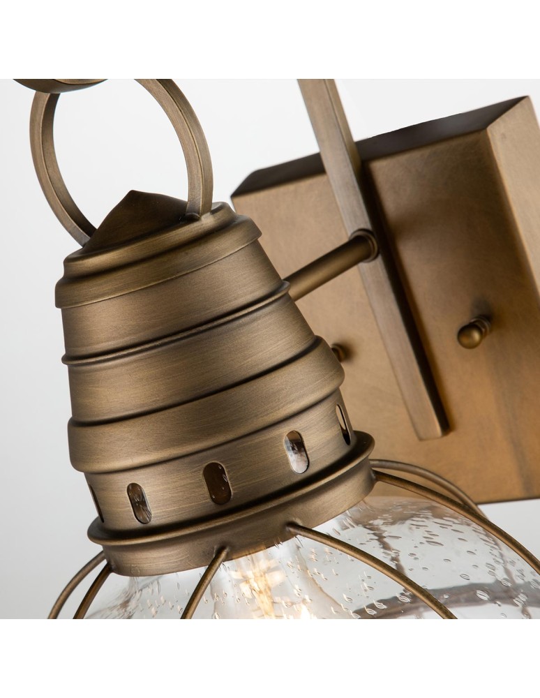 Elstead Lighting Średnia latarnia naścienna Bridge Point - 1 źródło światła - Naturalny mosiądz IP44 KL-BRIDGEPOINT-M-NB