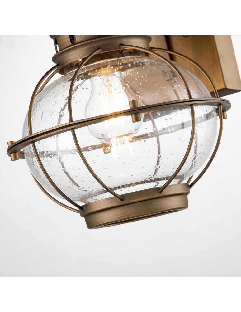 Elstead Lighting Średnia latarnia naścienna Bridge Point - 1 źródło światła - Naturalny mosiądz IP44 KL-BRIDGEPOINT-M-NB